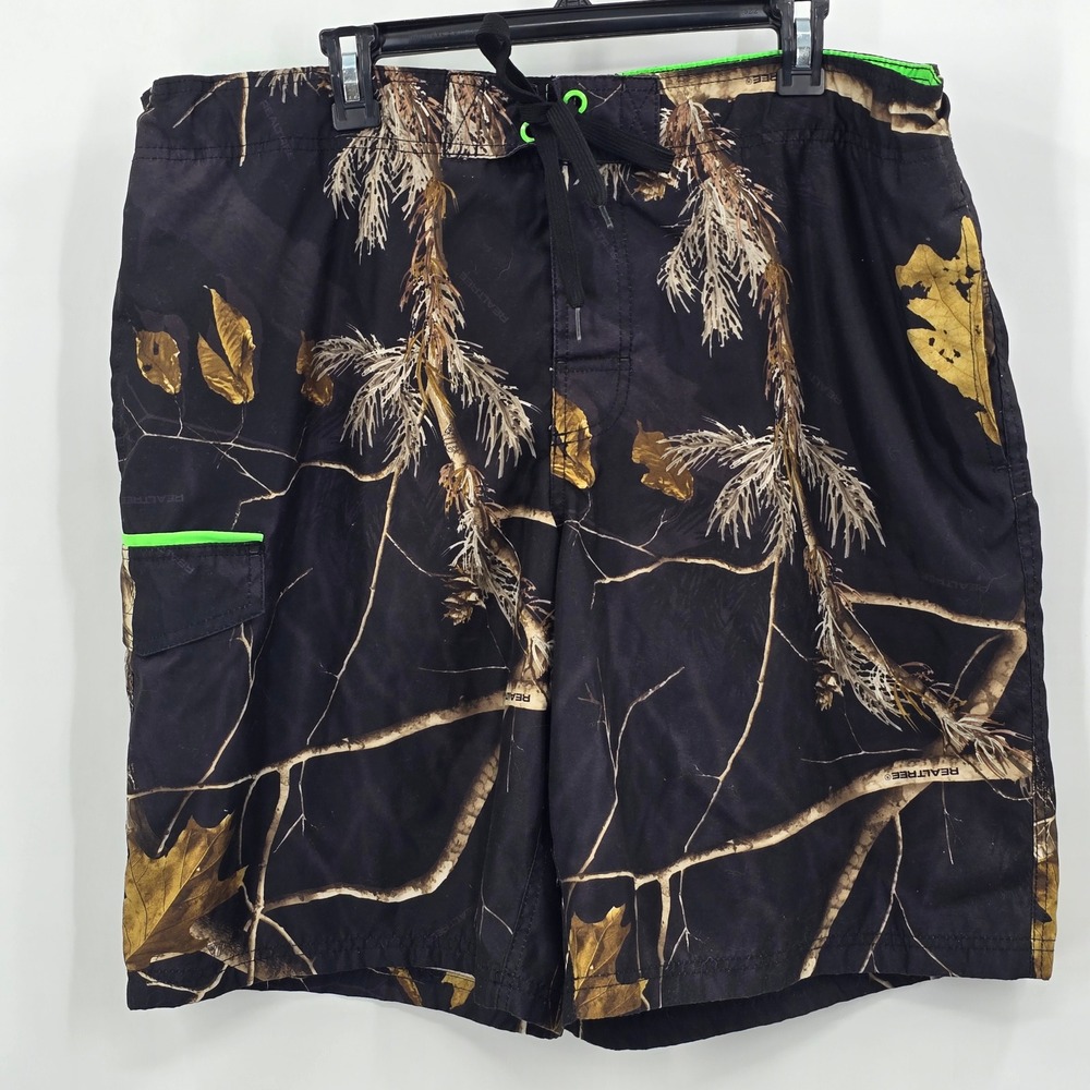 Realtree Mens Shorts XL Black Camo Board Shorts Swim Trunks